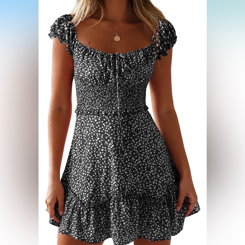 Amazon Essentials Black And White Ruffled Mini Dr… - image 4